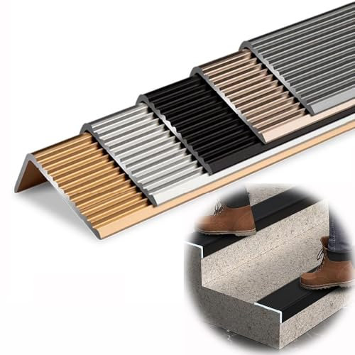 QTWLG 90cm Metall Treppenkantenprofil L-förmige Stufenkante Antirutsch-Profil Breite 3cm 4cm 5cm 7cm 10cm Treppen Kantenschutz Für Innen Außen Stufenkantendekoration Leiste(Black,40 * 20mm)