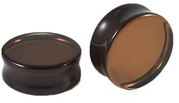 Homxi 2er Set Tunnel Set 8mm,Glas Plug Ohr Plug Ohrringe 0G Rund Tunnel Ohrringe Set Braun