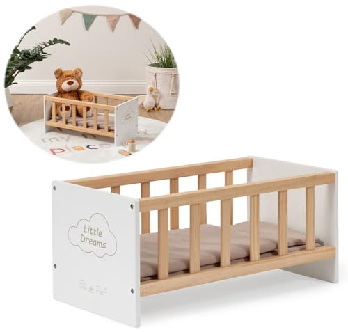 ELLA & PIET® Puppenbett Sleepy Little Dreams aus Holz (Weiß-Schlamm)