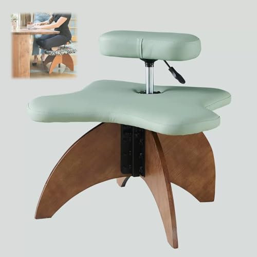 LULUMAIC Kniestuhl, ergonomischer Stuhl mit gekreuzten Beinen, Haltungsstuhl, höhenverstellbarer Bürohocker, Meditationsbürostuhl, Flexibles Design, für Büro-, Heim- und Yoga-Enthusiasten (grüne