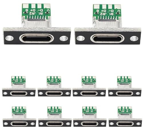 VISSQH 10 x connecteurs USB 3.1 Type-C,USB C souder connecteur,USB C Montage sur Panneau Connecteur Adaptateur,pour DIY