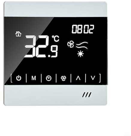 Hasaller Termostato digitale Fan Coil Termostato Aria condizionata Termostato Riscaldamento a pavimento Termostati Display LCD Regolatore di temperatura ambiente Retroilluminato Bianco Display LCD