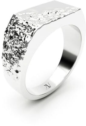 JVillion Abstrakter Silberring Herren einzigartiger Schmuck moderner Siegelring Streetwear Design stilvoller Modeschmuck Geschenkidee für Männer