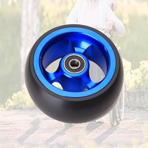 JKXLSLAX Rouge 10cm/12cm Roues en Caoutchouc Antidérapantes, 1 Pièce Roues Avant de Fauteuil Roulant, 120 kg Maximale, roulettes de Fauteuil Roulant pour Fauteuil Roulant Manuel(Blue,120 mm/5in)