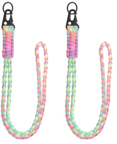 YELARXI Paracord-Schlüsselband, 550 Schlüsselanhänger, strapazierfähig, geflochtene Handgelenkschlaufe für Männer und Frauen, Outdoor-Aktivitäten, Überlebensschlüssel, Pfeife, Seil, Ausweis, 2 Stück