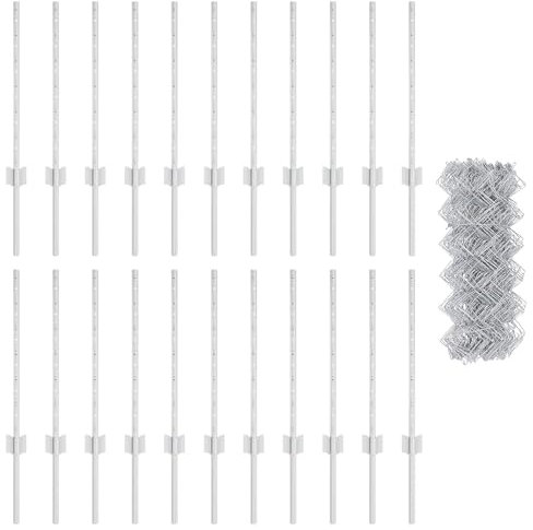 vidaXL Fence with Posts Silver 0.6 x 25 m Steel, Garden and Terrace, Durable Outdoor Fence, Customizable Boundary Barrier, Protective Enclosure, Weather Resistant Panels