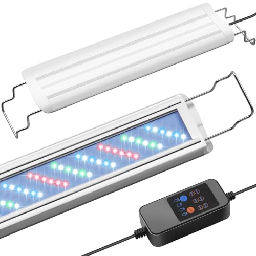 FEDOUR 60-80CM Vollspektrum Aquarium LED Beleuchtung mit Timer, 24/7-AUTO-Modus Aquarium Lampe mit 10 Einstellbare Helligkeitsstufen, Aquarium Light für Pflanzen und Süßwasser Aquarium