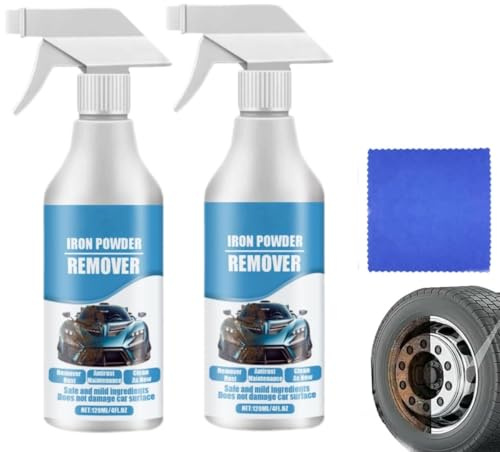 Spray antirouille et anti-particules de fer pour voiture, nettoyant puissant pour la rouille, nettoyant rapide pour surfaces métalliques, efface-rayures multi-surfaces pour métal, chaînes (2 pièce)