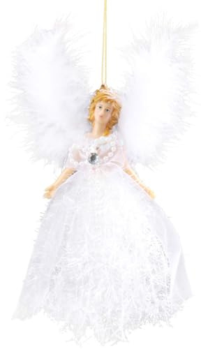 Weihnachtsengel Anhänger, Weihnachtsbaum Engel, Weihnachtsdeko zum Aufhängen, Weihnachtsanhänger, Weihnachtsschmuck Vintage, Advents Weihnachten Fenster Tür Geschenke (Weiß)