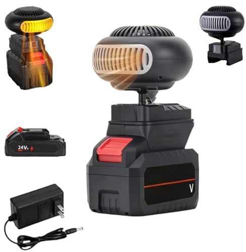 Battery Powered Heater, Portable Heater Battery Powered, Battery Operated Heater, 360° Rotation, 2 USB, For Camping, Car, Office, And Indoor Use (5 Batteries)