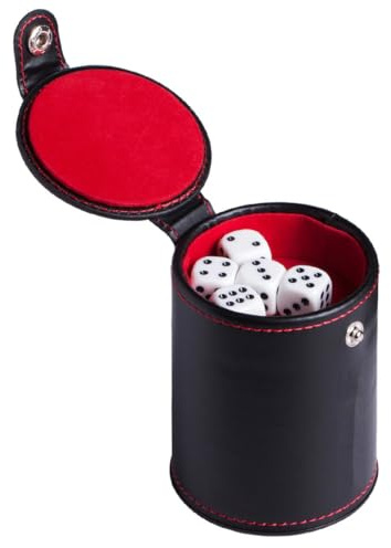SOPOTUTU Cubilete de Dados de Cuero Doble Capa para Jugadores Tamaño Compacto Ligero 5 Dados de Gran Punto Adecuado para Clubes Ktv y Entretenimiento Set de 1 Cubilete