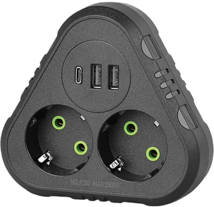 Doppelstecker für USB Steckdose, 2500W/10A Steckdosenadapter mit 2 USB, Mehrfachstecker für Steckdose, USB mehrfachstecker Ohne Kabel für Büro Hause Reisen, Wand Ladegerät