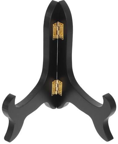 Mipcase Espositore Portapiatti in Legno Nero Base Ampia per Piatti 11-15 CM, Porta Foto e Menu per Casa, Ufficio e Ristorante