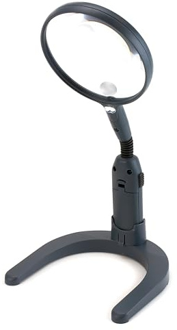 Carson MagniLamp LED Lighted 2x Hand Held or Hands Free Hobby Magnifier with Flexible Gooseneck for Reading, Crafts, Soldering, Jewelry and other Tasks and Hobbies For a Work Bench or Desk Top (GN-55)