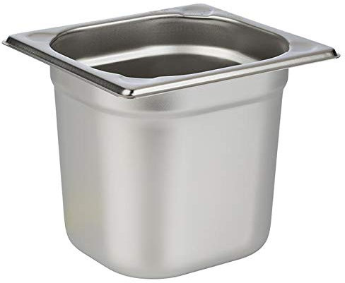 APS 81606 Récipient GN 1/6, acier inoxydable Récipient gastronorme, dimensions 175 x 160 mm/hauteur 150 mm/volume 2,4 litres