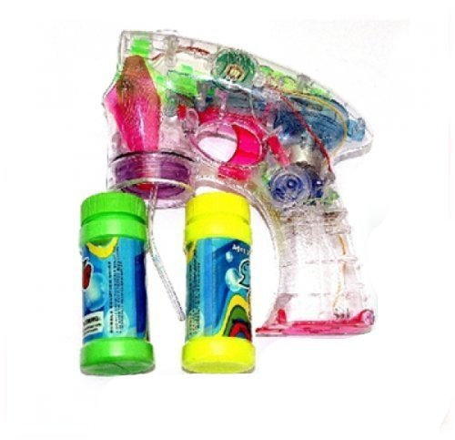 Oramics Seifenblasenmaschine Seifenblasen-Pistole mit 2 Behälter + beleuchtet und mit Sound transparent mit LED Leuchten