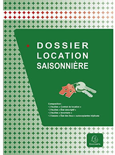 Exacompta - Réf. 48E -Dossier location saisonnière -location non classée -Ce dossier complet regroupe tous les documents nécessaires à une location saisonnière (non soumise à la loi du 6 juillet 1989)