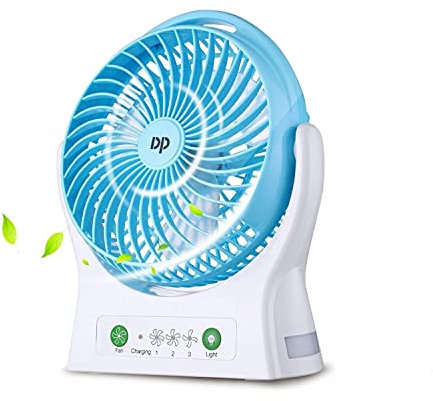 DurationPower Battery Fan Rechargeable Fan Portable USB Powered and Rechargeable Battery Operated Personal Desk fan Strong Airflow Cooling fan 3 Speeds for Cooling Travel Home Kitchen Office Outdoor