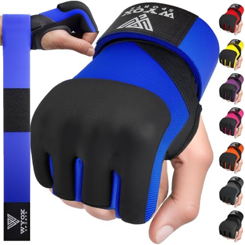 WYOX Boxbandagen Gel Innenhandschuhe für Männer und Frauen, 80 cm, schnelle Handgelenkriemen, gepolsterter Knöchelschutz für Muay Thai, Kickboxen, Boxbandagen und Kampfsport