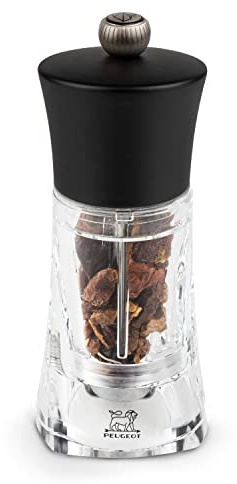 Peugeot - Oléron Manual Chili Pepper Mill - Acrylic, Clear & Matt Black, 14 cm