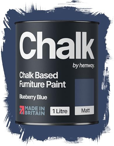Hemway Chalk Based Furniture Paint, Blueberry Blue 1L, Matt Finish