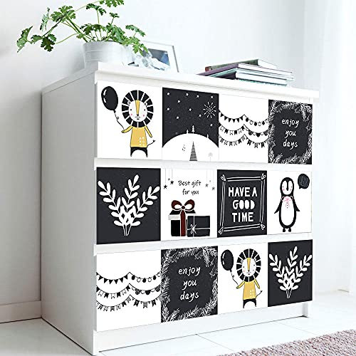 Stick on Tiles Black Cartoon Animals Tile Stickers PVC Self Adhesive Wall Tiles Heat Resistant Tile Stickers for Kitchen Bathroom Waterproof Peel and Stick Floor Tiles Tile Paint 30x30cm