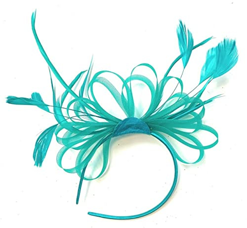 Caprilite Großer Fascinator mit Netz-Hut und Federn