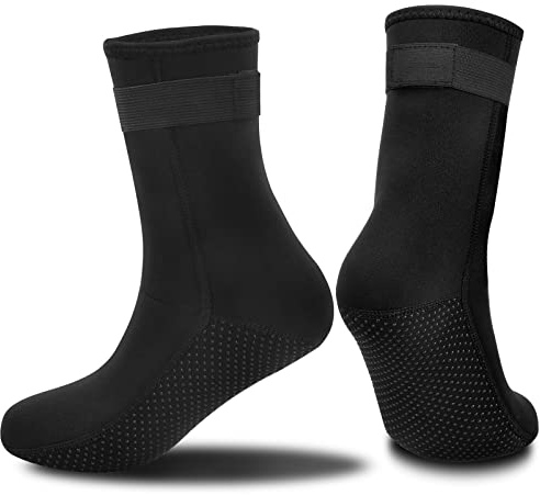 Catime Neopren Socken, 3mm Neoprensocken Für Damen und Herren, Rutschfeste Tauchsocken, Wasserdichte Schwimmen Socken mit Riemen für Gummistiefel, Surfen, Segeln, Tauchen, Schnorcheln, Wassersport