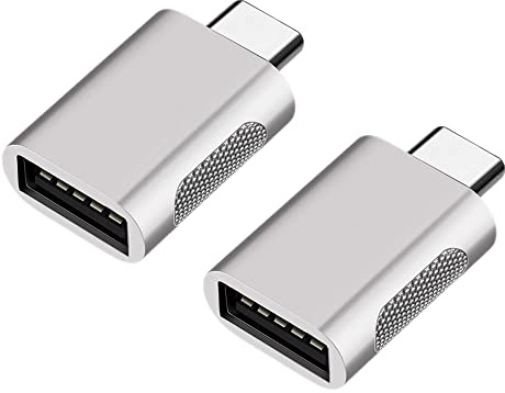 Eono Adaptador USB C a USB 3.0, 2 Pack Tipo C Macho a USB Hembra, Thunderbolt 4/3 a USB de Aluminio Compatible con MacBook Pro/Air, iPad Pro, Plata