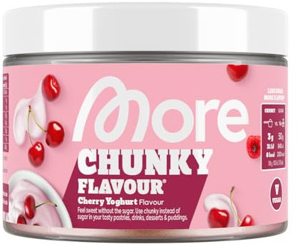 MORE Chunky Flavour, Cherry Yoghurt, 250 g, Geschmackspulver zum Süßen, ohne viel Zucker und Kalorien, mit Inulin und Laktase - made in Germany