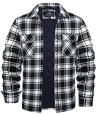 KEFITEVD Veste Homme Bûcheron Flanelle Chaude Blouson Carreaux Extérieur Chemise Décontractée, Noir, M