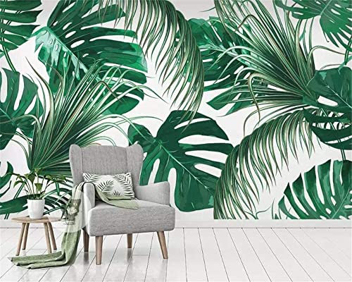Papier Peint Mural Feuilles De Bananier De La Forêt Tropicale Dessinée À La Main Motif Mur Tissu Salon Fond Décor Décoration Murale Personnalisé 3D Papier Peint Pâte Salon Le Mur Pour 250(L)x175(H) cm