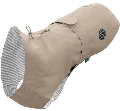 Hunter Hunde-Regenmantel Milford, Farbe: Taupe, ergonomische Passform für optimalen Schutz, individuell verstellbar, Reißverschluss für Geschirrträger, pflegeleicht & waschbar bei 30 °C, Größe: 25