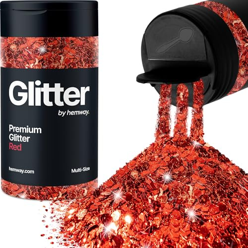 Hemway Rot 5 Größe Glitzer Mischen 120g/4.2oz Fein Grob Metallisch Harz Handwerk Multi-Größe Glitzer Paillette Shaker für Epoxid, Haare Gesicht Körper Auge Nagel Kunst Festival Party