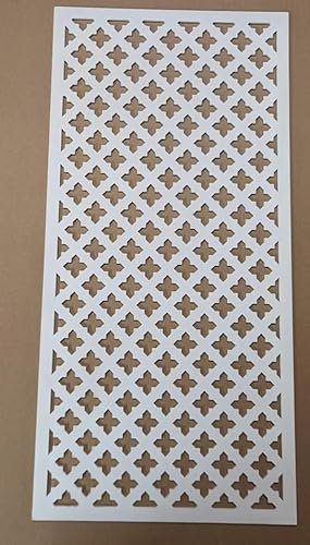 LaserKris Heizkörperschrank Wand Deko Kreuzgitter Sichtschutzgitter gelocht 3mm dicke MDF Platte (verschiedene Größen) KZ2 Muster (620 x 300 mm, grundiert weiß)