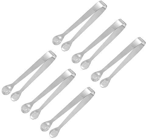QUARKZMAN Service Pinces, 6pcs 3.5 pouce - Inox Acier Glace Pinces, Mini Sucre Pinces pour Apéritifs, Charcuterie, Dessert, Thé Fête, Bar, Café (Argent)