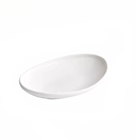 ENGENDER Piatto in Ceramica Piatto Piano Ovale Creativo Piatto da Insalata Bianco for la casa Piatto Fondo in Ceramica Piatto Fondo Ristorante Piatto da Cibo Occidentale Piatti Piani (Color : 23cm)