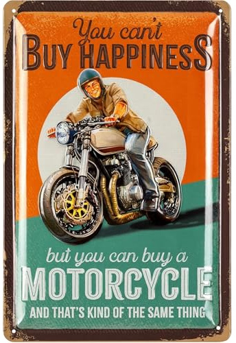 LANOLU Retro Blechschild MOTORRAD Deko, Geschenk für Biker, Motorrad Geschenke für Männer, Garage Deko, lustige Sprüche Schilder für die Werkstatt 20x30cm