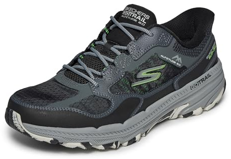 Skechers Homme Go Run Trail Altitude 2.0 Rocky Hill Slip-In ENTRAINEUSE, Black And Gray Leather/Textile, 43.5 EU