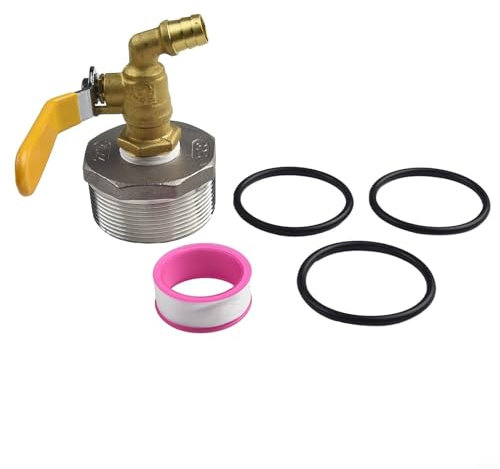 Rubinetto di scarico di ricambio in acciaio, adatto per 200 l, include 3 guarnizioni O