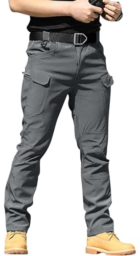 YAOBAOLE Mens Walking Trousers Combat Trousers for Men UK Tactical Combat Trousers Gray 2XL
