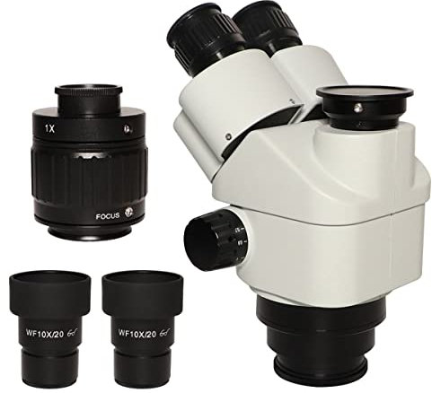 TYZK Mikroskop-Zubehör, 7–45 x kontinuierlicher Zoom, Trinokular-Stereo-Mikroskopkopf mit WF10X/20 mm Okular 1,0 x CTVHD-Kamera-Schnittstellen-Adapter, Haltbarkeit und zuverlässige Leistung