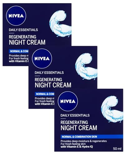 NIVEA Moisturising Night Cream (50ml), 24 Hour Overnight Moisturising Cream for Normal Skin, With Pro Vitamin B5 and Vitamin E for Enhanced Skin Care at Night (Pack of 3)