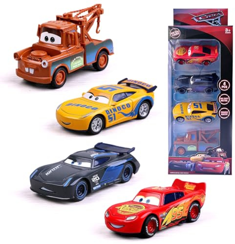 Zaloife Spielzeugauto Set, 4 Pack Kinderidee Spielfahrzeuge Toy Cars Autos, Lightning Spielzeugauto Geschenk für Kinder ab 3 Jahre