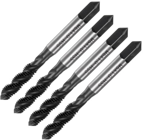 QUARKZMAN 4 Stück Maschine Gewindebohrer Spitze M6 x 1 Metrisch Spitzengewindeschneider HSS M2(6542) Universelle und Hochwertige Gewindebohrer Nitrierte Oberfläche