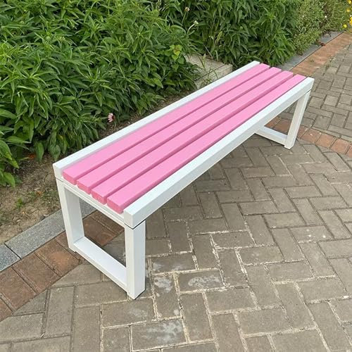 SORVA Gartenbank, Terrassenbank für den Außenbereich, Parkbank mit Lattensitz, Zweiersofa-Bank, Metallrahmen, für Veranda, Rasen, Balkon und Hinterhof (Farbe: Rosa und Weiß B, Größe: 150 cm)
