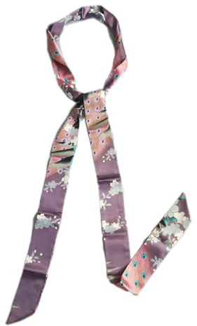 Prettystern Extra lungo da donna a 2 strati stretti raso cravatte sciarpa foulard colorato stampato abito cintura in tessuto per sensazione ed estate, Lilla, 2-lagig, 200 cm X 5 cm