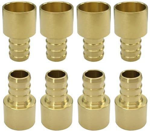 Uenede 8PCS Copper 1/2 PEX to 1/2 Female Sweat Solder Adapter Straight Brass Coupling Pipe Crimp Fitting Over Copper Tube