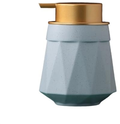 DDKYHU Dispensador de jabón de Manos de cerámica de 13,5 oz con Bomba Dorada fácil de presionar, dispensador de loción líquida para Manos para champú, baño, Cocina, dispensador de jabón (Azul)