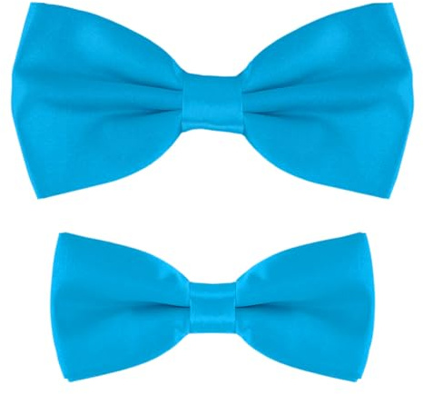 Set papillon abbinati padre-figlio, 2 pezzis Papillon da Uomo, già annodati e regolabili, Papillon Pre-legati in Tinta Unita per Adulto e Bambini, Cravatta a Farfalla per Matrimoni, Feste, blu